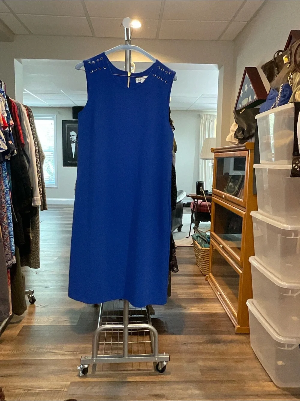 Neiman Marcus Sleeveless Shift Dress - Cobalt Blue - Picture 1 of 2